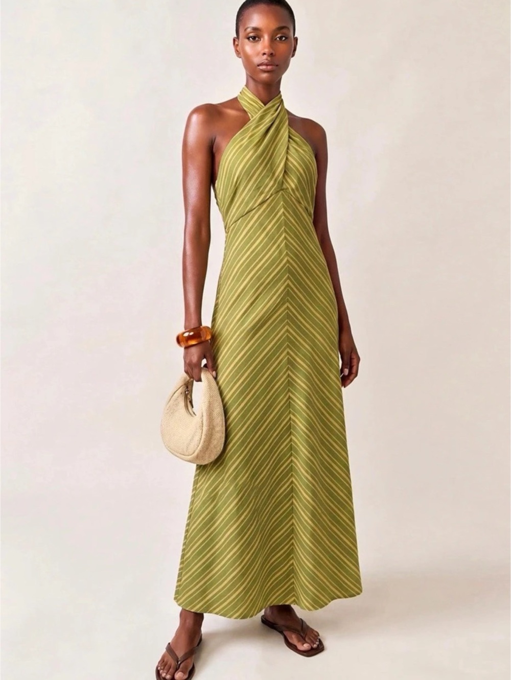 O.p.t Noelle Cotton Dress Maxi Dress Citrus stripe Size XS NWT